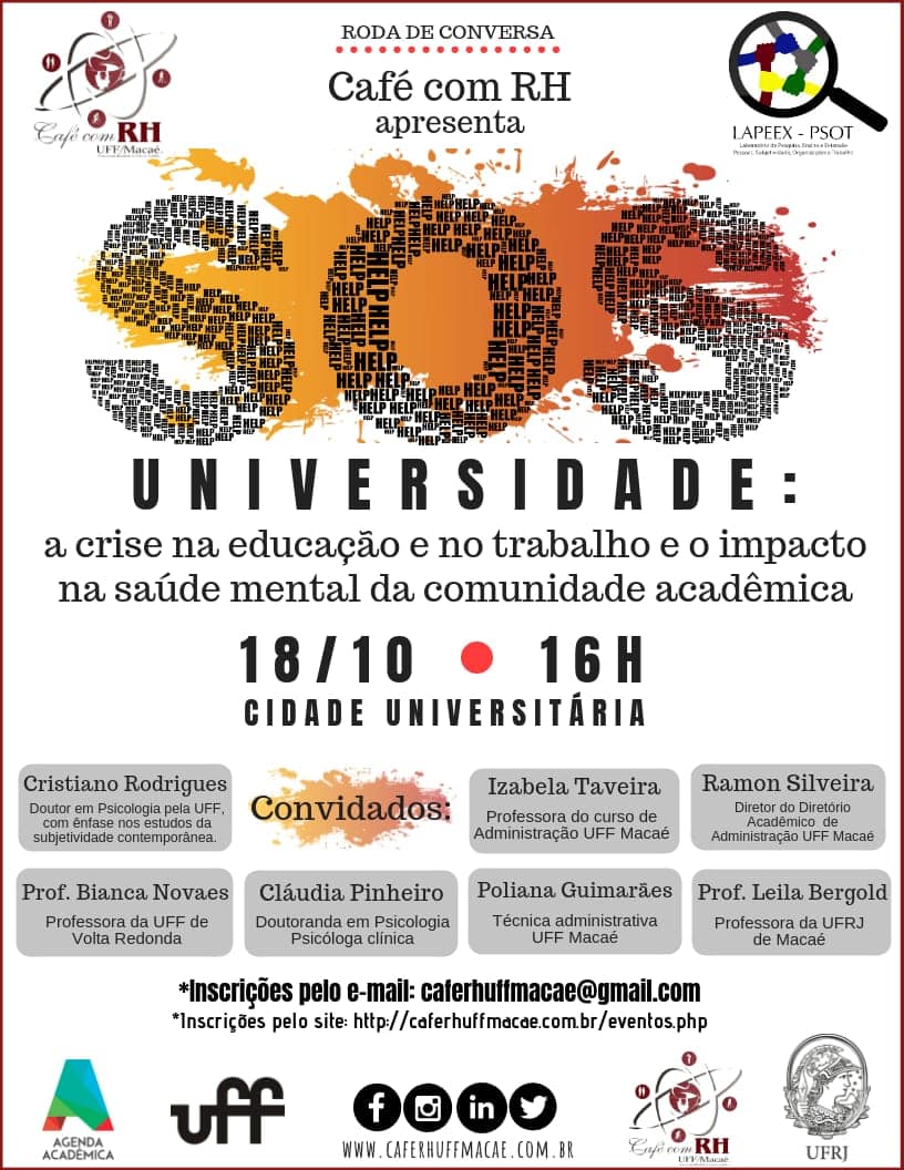 18/10/2018 – Roda de Conversa – SOS Universidade: a crise na educação e no trabalho e o impacto na saúde mental da comunidade acadêmica