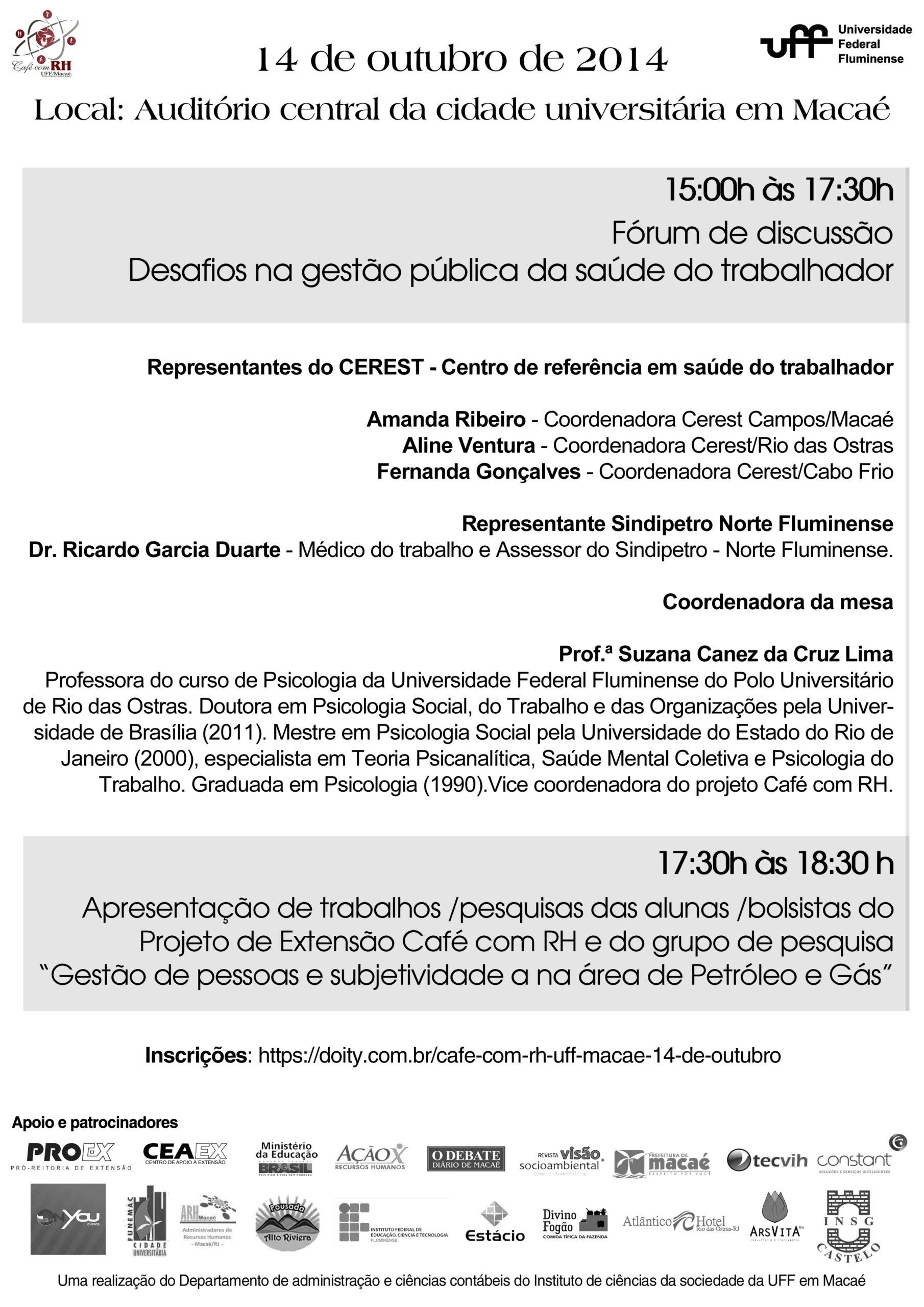14/10/2014 e 16/10/2014 – Semana Acadêmica – 2014